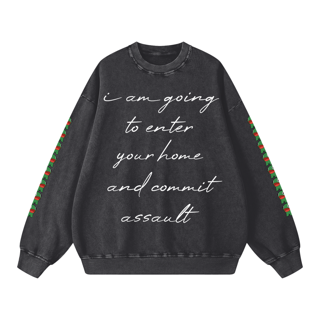 Snow Washed GROPPER SLEEVE Oversized CREDIBLE THREAT Sweatshirt