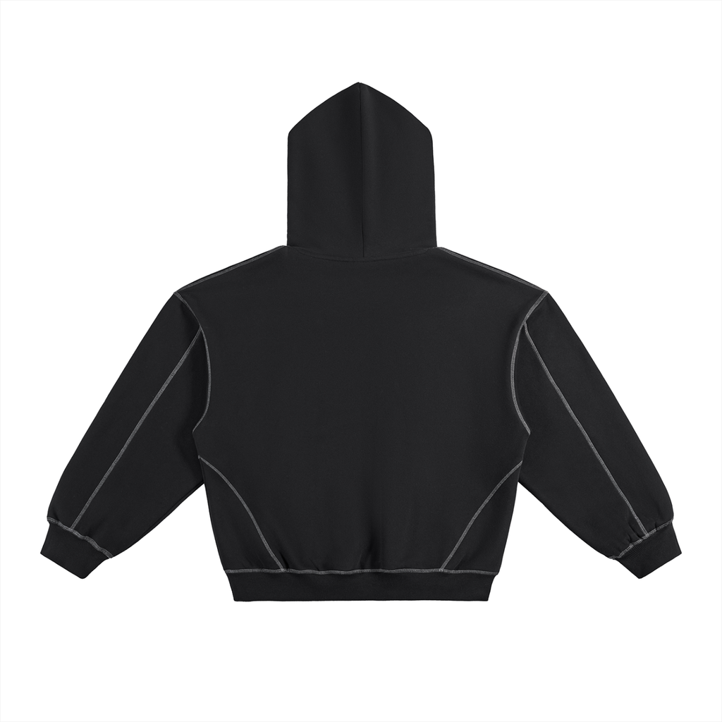 Contrast-Stitched Scuffed Alt-Gropper Patch Hoodie